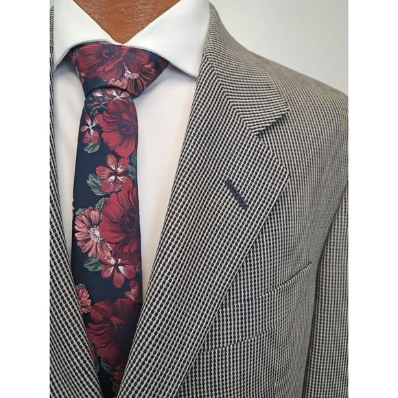 HARRY ROSEN Mens Wool Silk Sport Coat Blazer Jacket 40R Beige Colorful - Picture 1 of 10